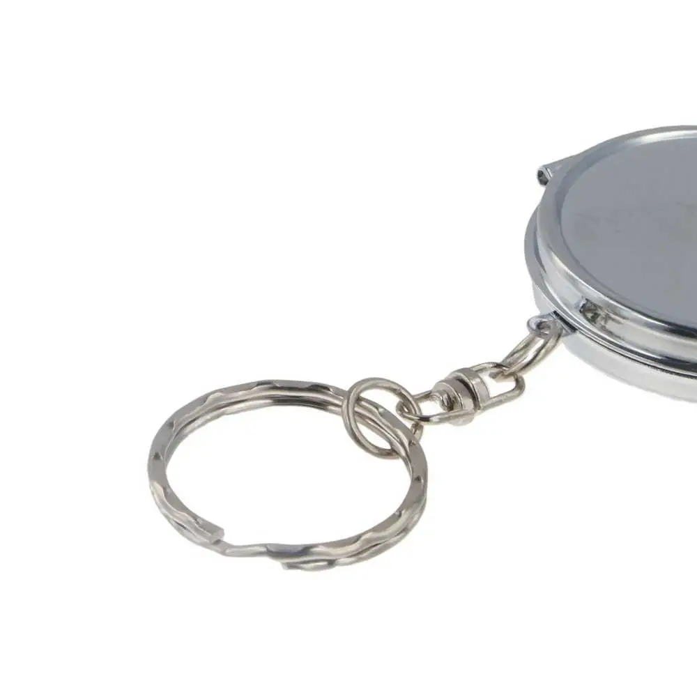 Makeup Mirror Folding Mirror Key Chain Metal Double Sides Makeup Cosmetic Mirror Key Ring Oval Sqaure Shape Portable