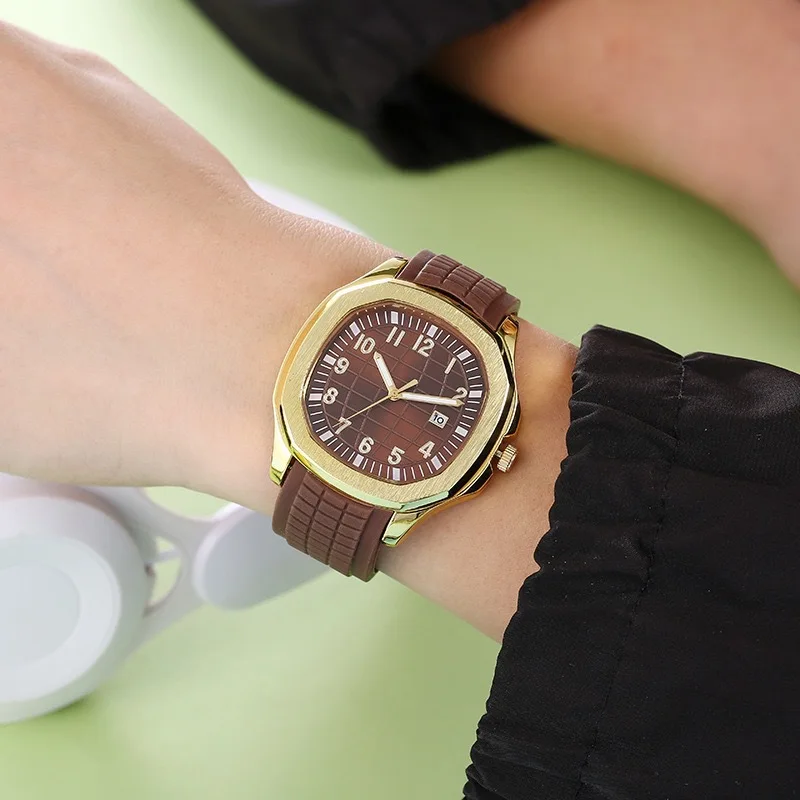 Luxury Men's Quartz Watch with Arabic Numerals Middle East Style Fashion Silicone Wristwatch Creative Sports Gift for Him