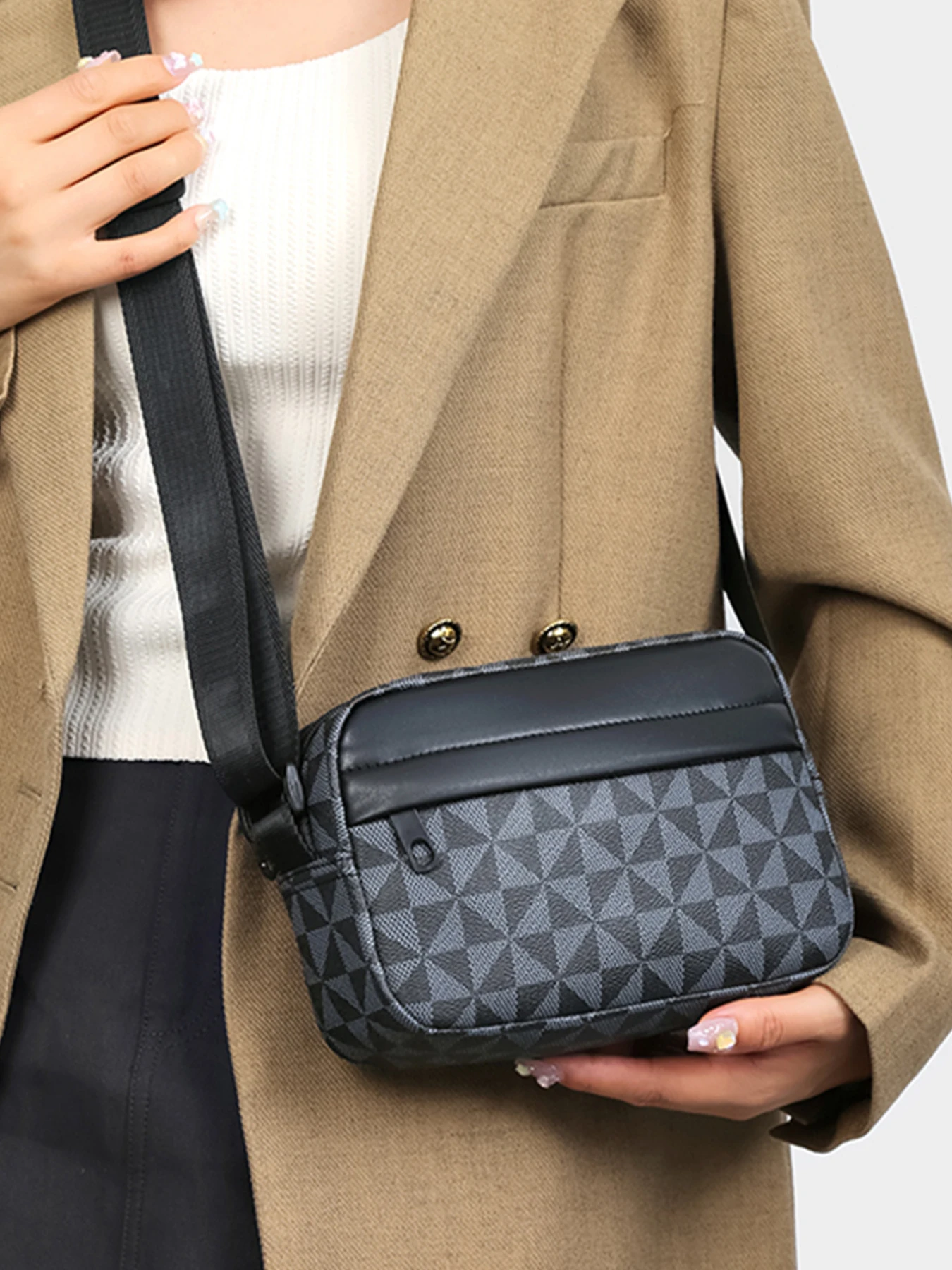 Colorblock-Umhängetasche – trendige Patchwork-Umhängetasche (Mini-Handytasche für Damen) – Detail 9