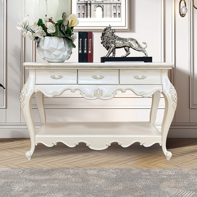 

American solid wood porch table storage locker porch table European living room sofa back few