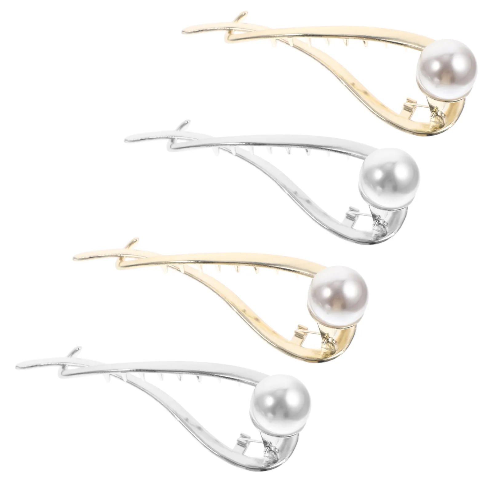 

4Pcs Delicate Pearl Hairpins Chic Fishtail Shape Hair Clamps Stylish Hair Barrettes for Daily Wear Birthday Gift Elegant Hairpin