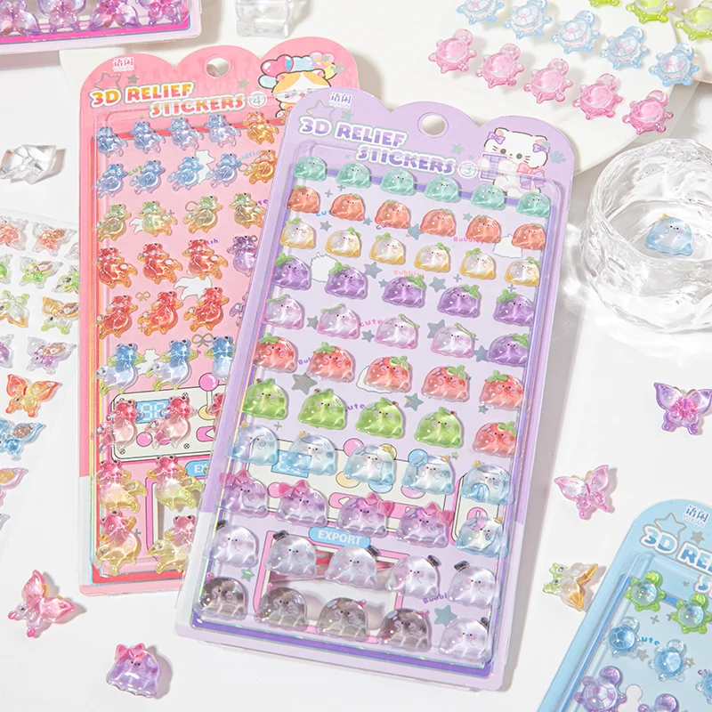 

Kawaii 3D Relief Sticker Creative Animal Candy Drop DIY Phone Luggage Laptop Suitcase Decal Cute Sticker Aesthetic Stationery