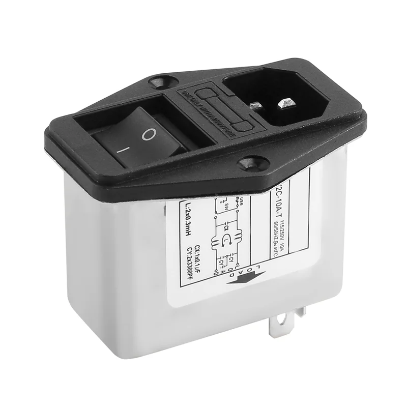 أطراف عروة اللحام IEC 320 C14 فلتر + مفتاح القارب + حامل الصمامات