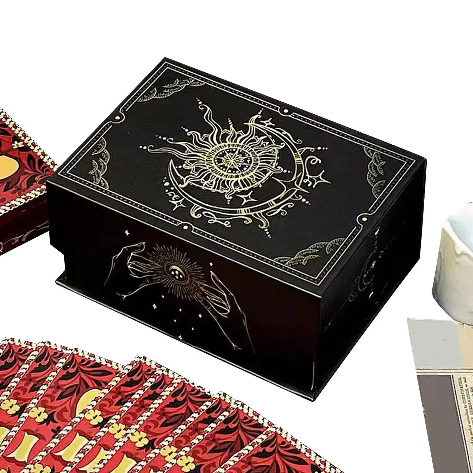 Caja magnética para cartas de tarot, organizador de almacenamiento portátil y ligero, elegante y discreto, para guardar cartas de juego, joyas y recuerdos