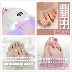Toe Gel Nail Art Sticker Hardens with UV Lamp Curing Waterproof Korean Semi Cured Foot Gel Nail Art Wraps DIY Manicure