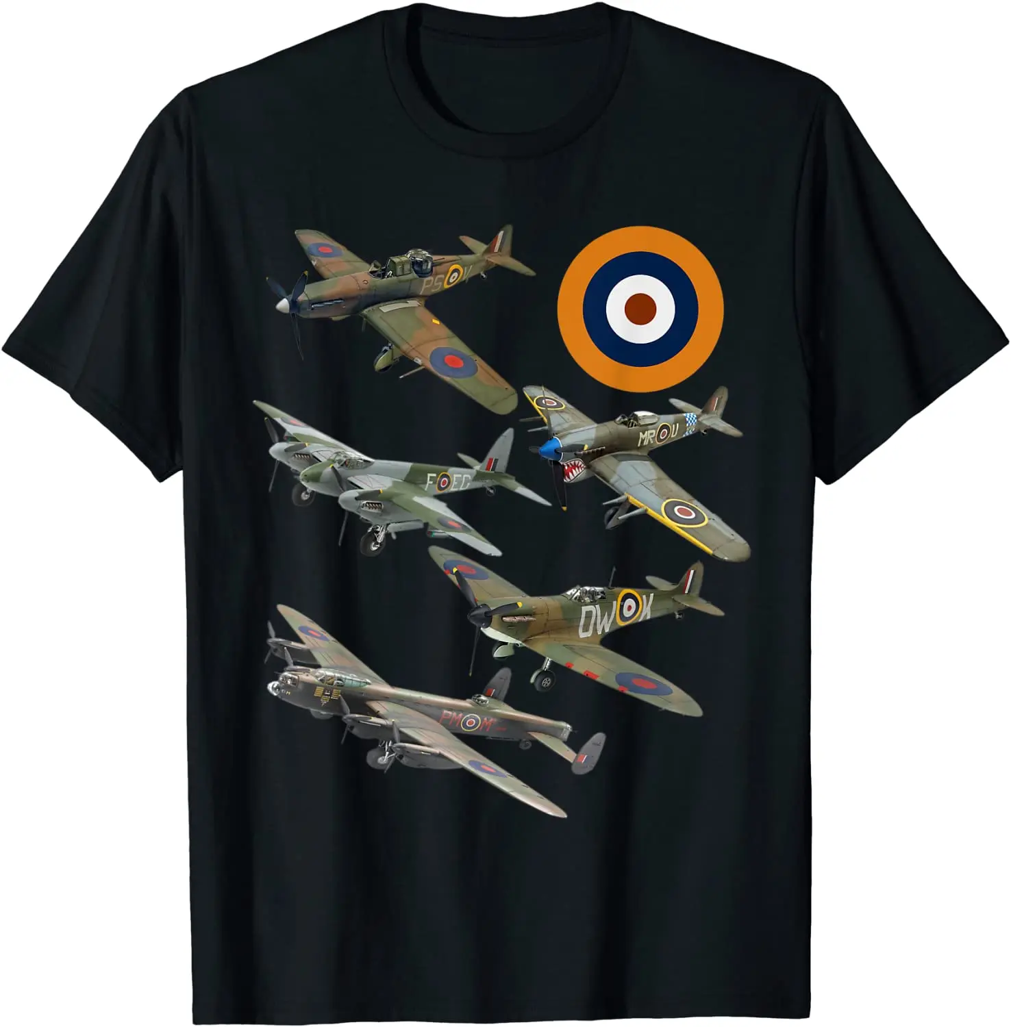 

WW2 British Warplanes Lancaster Hurricane Spitfire Mosquito T-Shirt Short Sleeve Casual 100% Cotton O-Neck Summer Tees