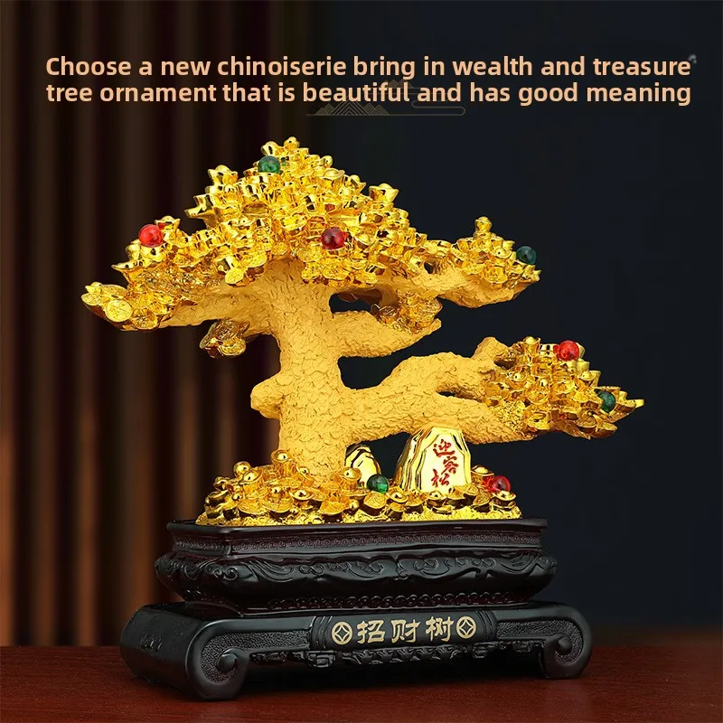 Resin Money Tree Figurine Feng Shui Fortune Tree Sculpture Office Desk Decor New Store Opening Business Gift Wealth Luck