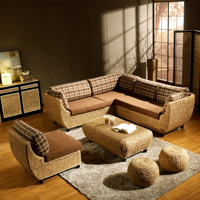 Vine chair, rattan sofa, rattan art corner sofa combination, 5-piece set