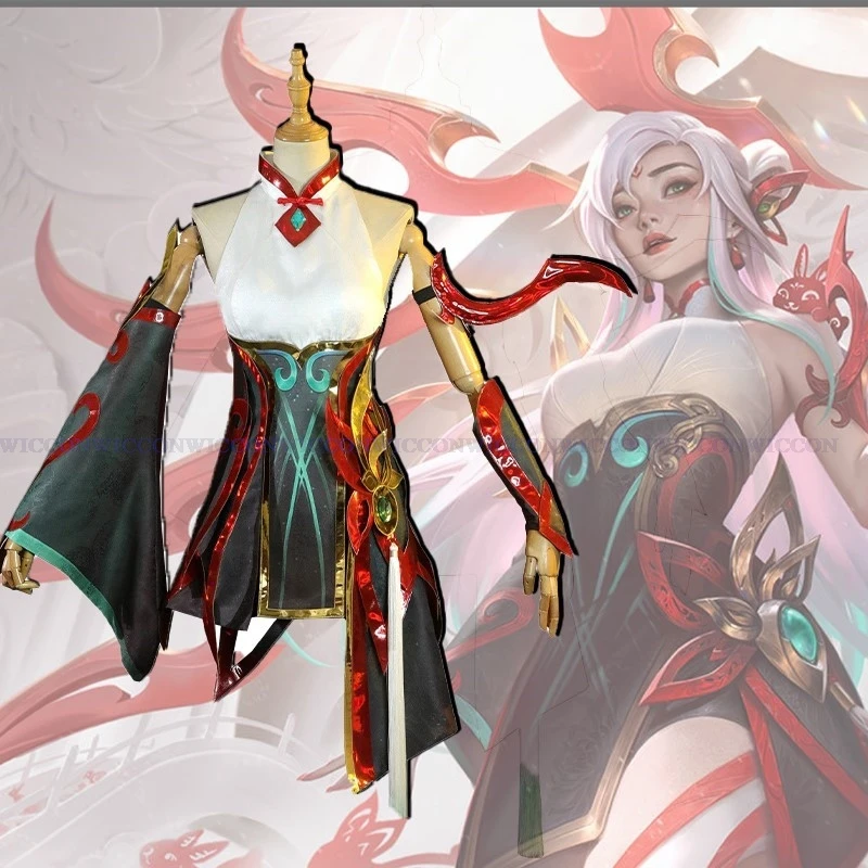 

Game LOL Mythmaker Irelia Cosplay Costume Women Halloween Cosplay Dress Game LOL Irelia New Year Skin Women Red Fight Suit