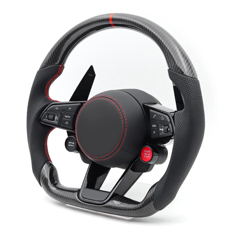 Kierownica karbonowa 2 przyciski START STOP silnika do Audi A3 A4 A5 A6 A7 A8 S3 S4 S5 S6 S7 S8 Q3 Q5 Q7 Q8 R8 RS RS3 RS4 RS5 RS6