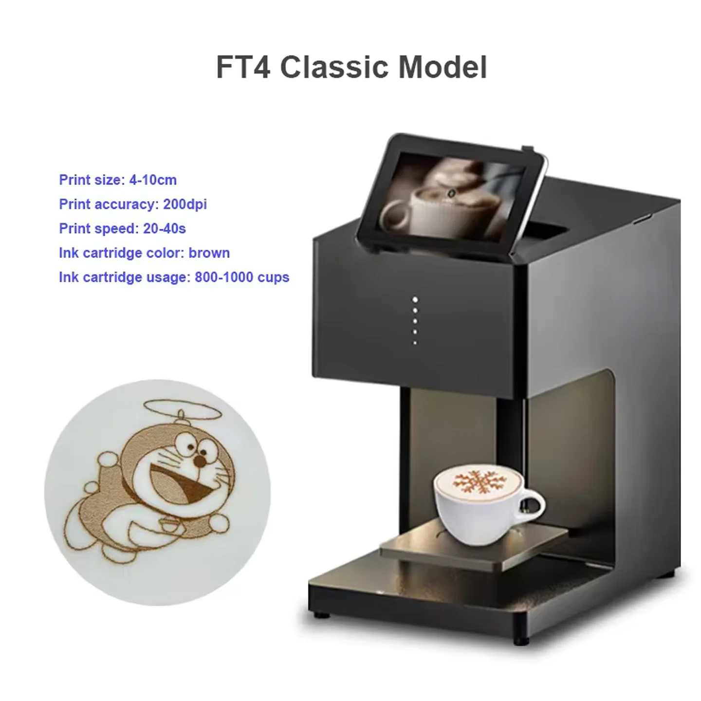 Yaomatec Automatic Coffee Machine Latte DIY Printer Coffee Latte Milk Tea LOGO Food Printer