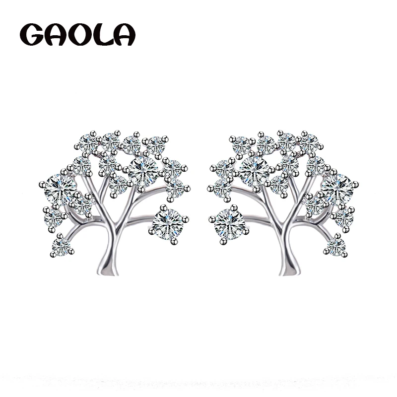 GAOLA New Design White Lovely Flower Crystal Cubic Zircona Stud Earrings For Women Christmas Gifts GLE4365