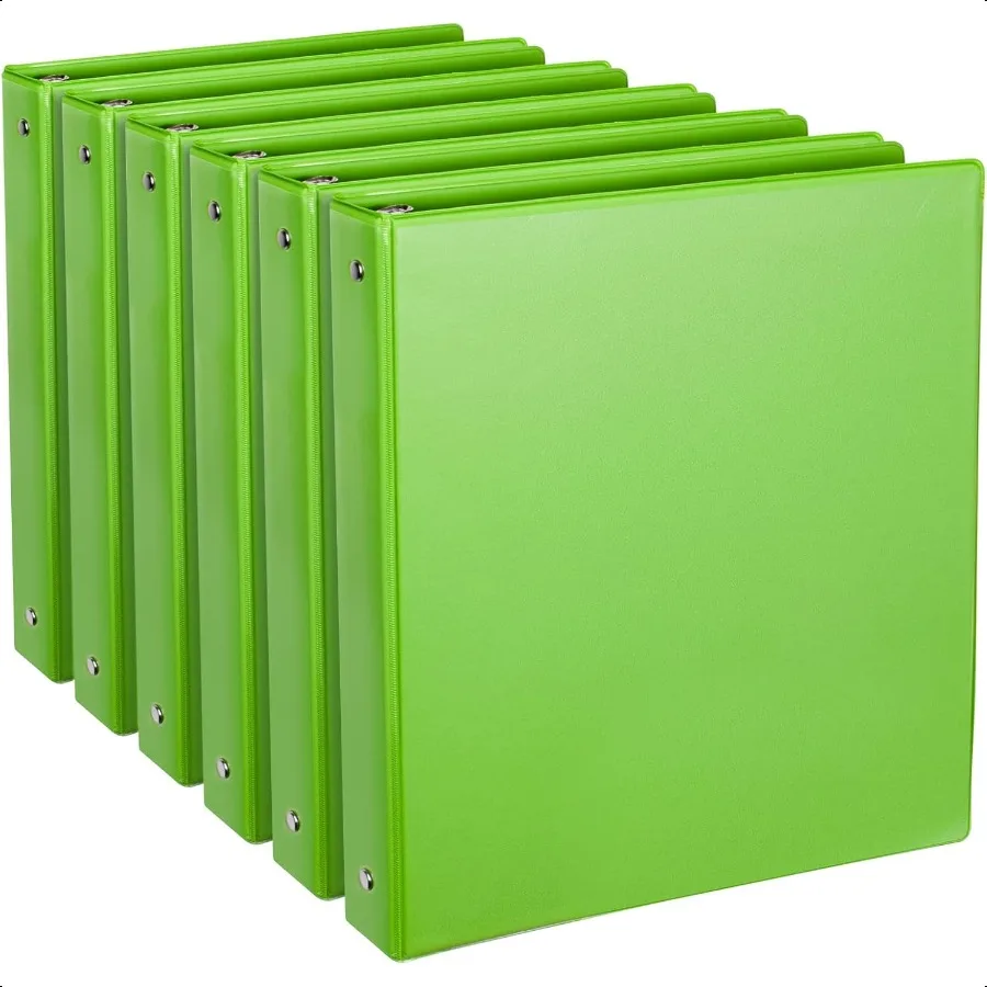

1Inch 3 Ring Binder Standard Round Ring Binder Fit Letter Size Paper Presentation View Binders 6Pack Green