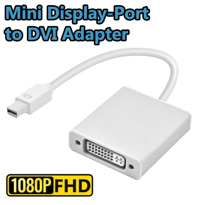 Mini DisplayPort to DVI Cable Thunderbolt 1/2 Compatible 1080P Mini DP to DVI-D Adapter Converter for Macbook Air Mini Pro