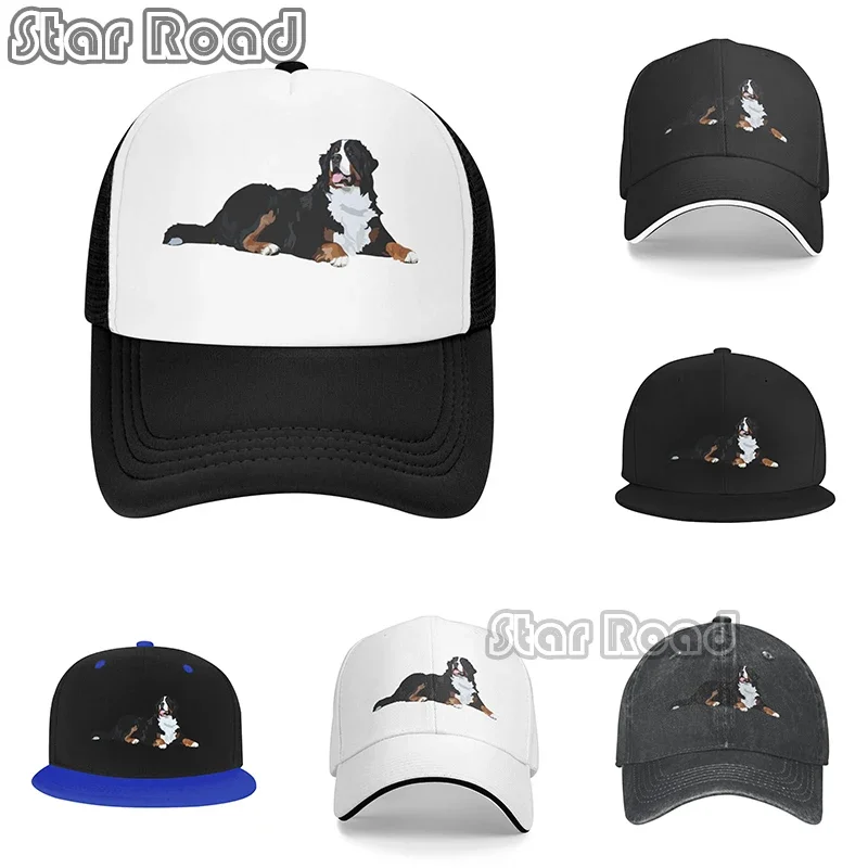 

2024 New Arrival Bernese Mountain Dog Print Pattern Hat Adjustable Cowboy Cotton Baseball Cap for Unisex