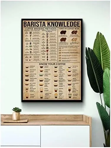 Affiche en métal rétro amusante, Plaque décorative sur le thème de la connaissance du barista, Affiche café, Cadeau pour barista, Cadeau pour amateur de café, Art du café, Décoration café