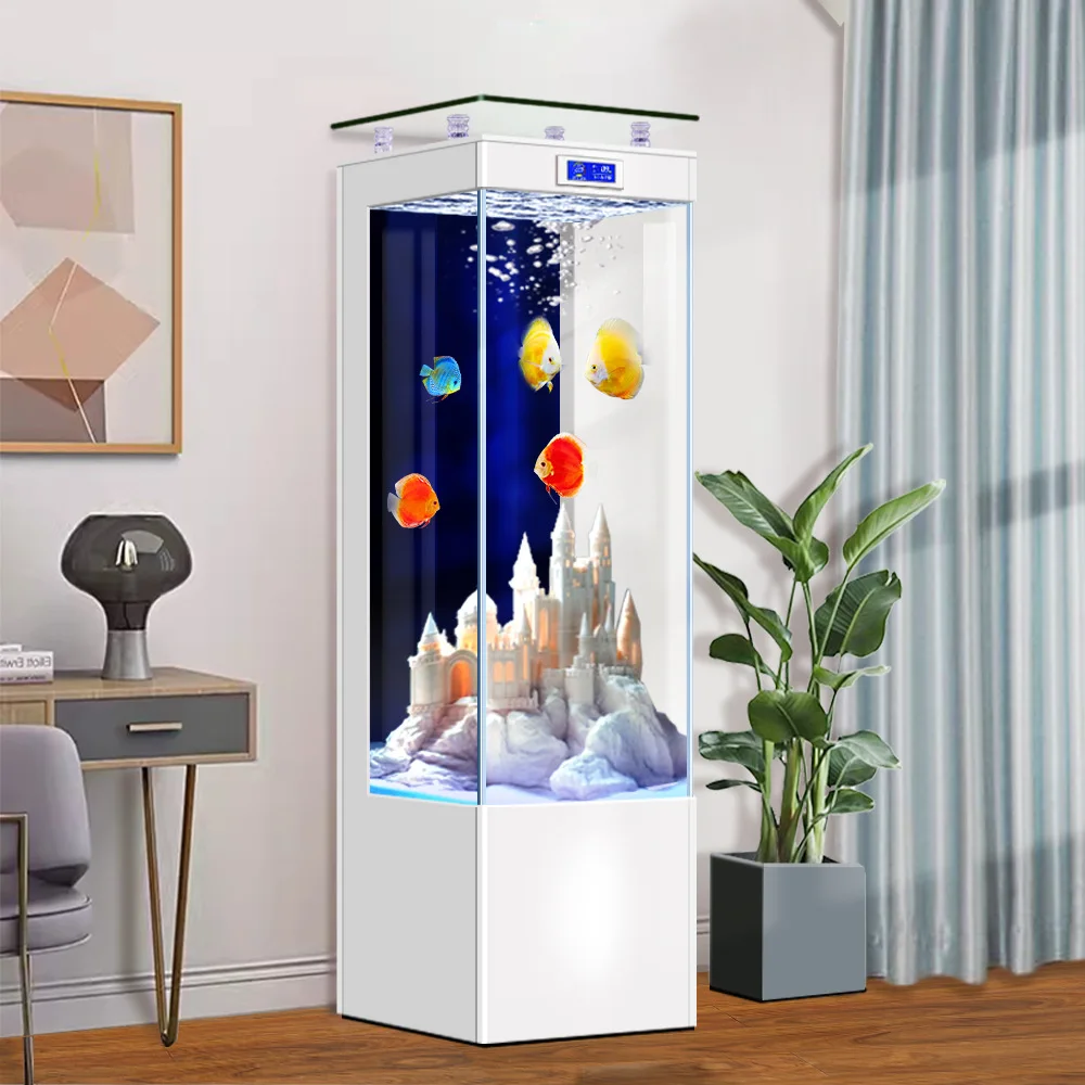 

PYH living room vertical small fish tank new integrated circulation ultra-white ecological aquarium viewing