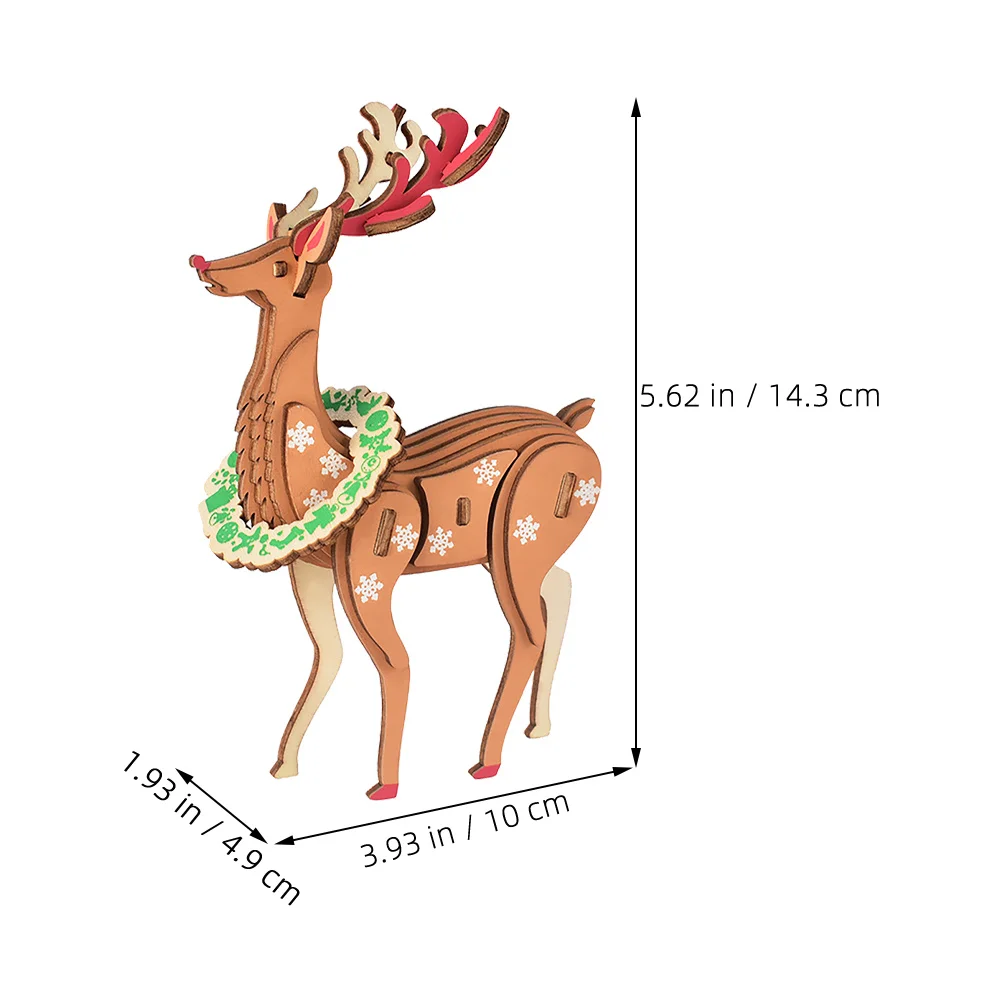 Puzzle di renne in legno 3D fai da te Puzzle di Natale Decorazioni natalizie per bambini Attività di intelligenza familiare Puzzle fai da te Puzzle per bambini