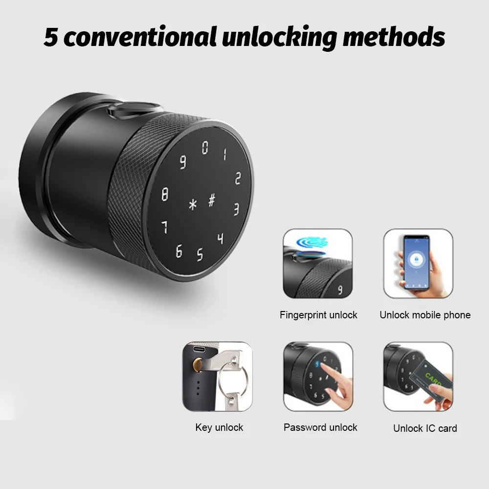 5-in-1 Unlock Smart Door Lock Keyless Entry Biometric Door Knob with Keypad BT Tuya App Remote Control Password Fingerprint Door