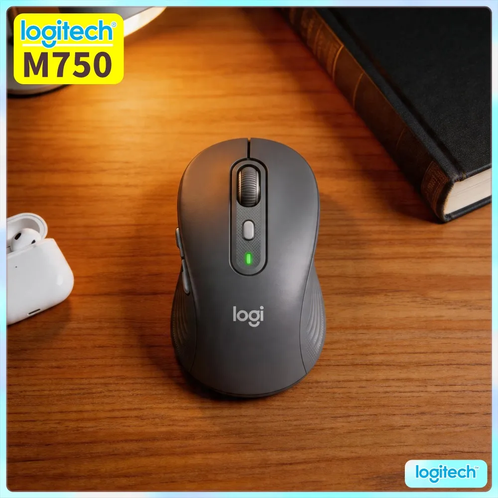 M750 Signature Wireless Mouse - 90% Noise Reduction, Rubber Grips, Quiet Clicks, 10M Range, Office Helper