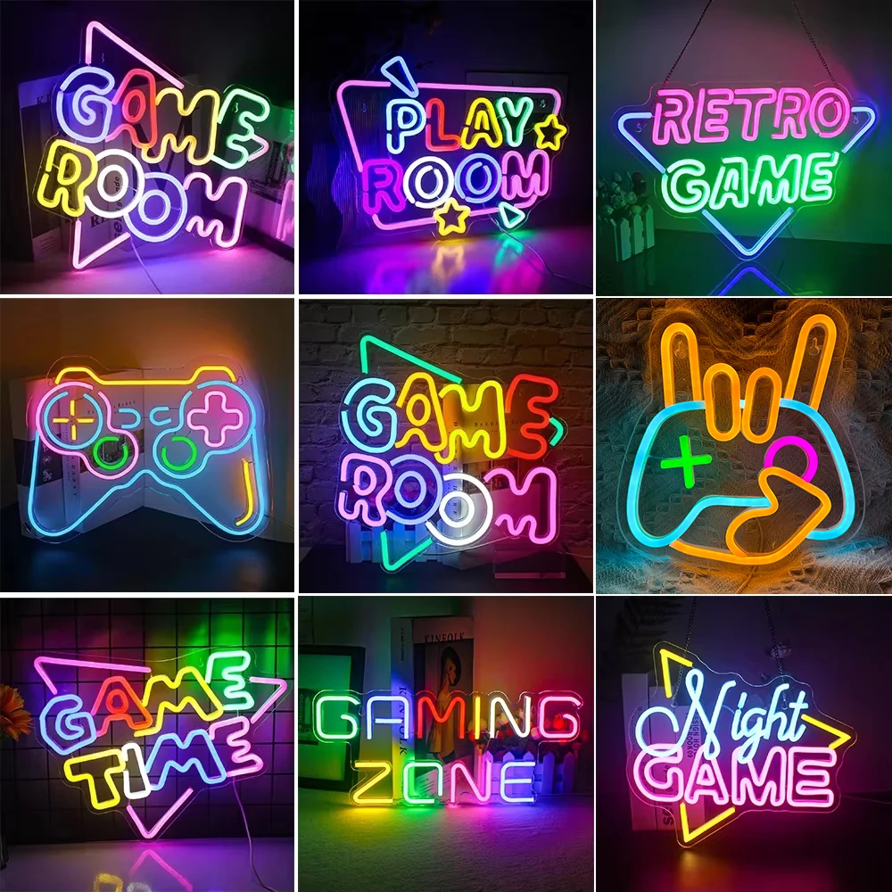 Pokój gier Neon LED Dekoracja ścienna Zasilany przez USB Akryl Do gier Oświetlenie Sypialnia Dekoracja ścienna przy łóżku Gamer Party Prezent urodzinowy