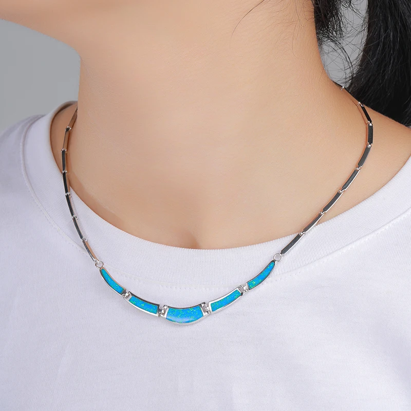 MYOP Bright Warm Single Piece With Low-Key 2023 Jewellery 925 Sterling Silver Opal Necklace