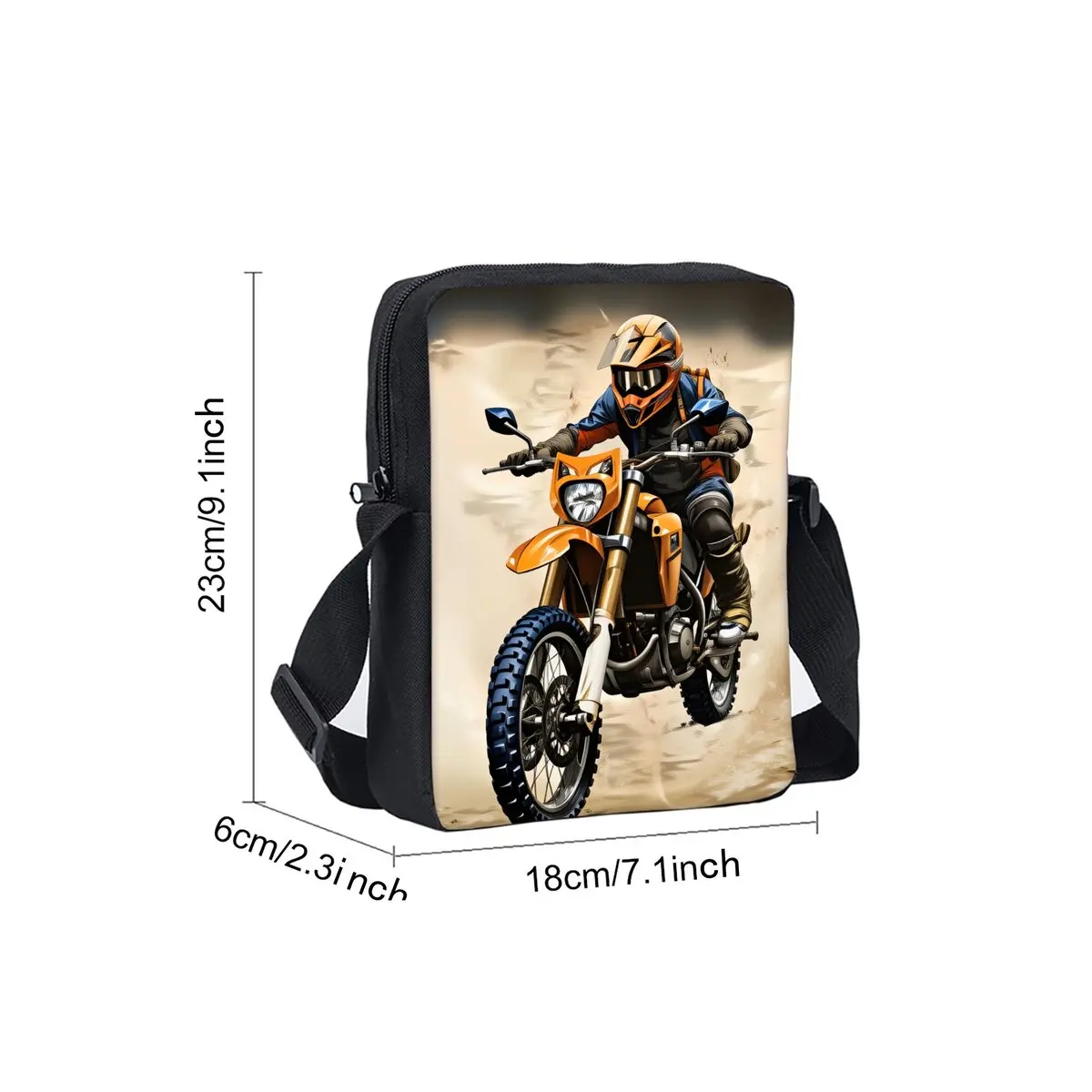 Cool Motorcycle Printe Single Sided Messenger Bag for Boy/Girls Children Best Gifts 2D Flat Cartoon Casual Crossbody Bag