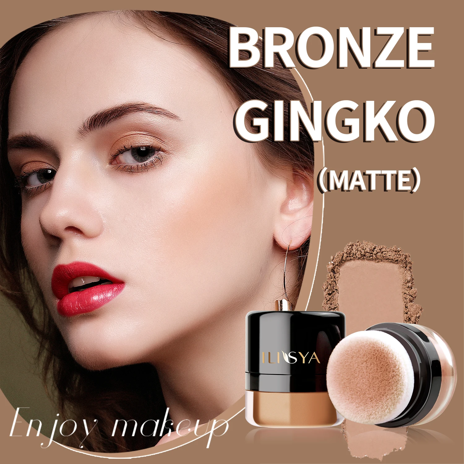 ILISYA Bronze Blush Powder Matte Lightweight Smooth Long-lasting All-Day Face Enhancing Makeup Color