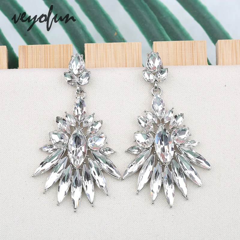 Veyofun Geometric Crystal Drop Earrings Elegant Party Earrings for Women Fashion Jewelry Brinco Wholesale