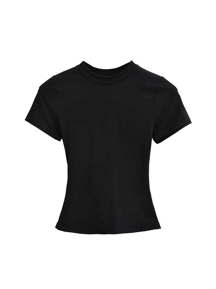 2025 New High Quality Casual T shirt Sexy Slim Short Sleeves Fashion Trend Solid Women Clothing y2k Tops, image 6