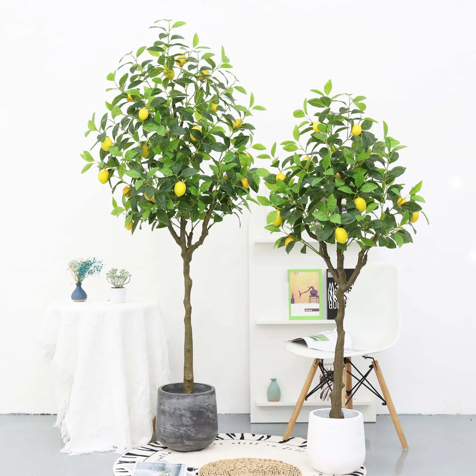 Artificial Lemon Tree 120cm 150cm Tall Lemon Plant In Pot Lemon Fruit Tree Faux Tree Potted Plant for Home Living Room Decor