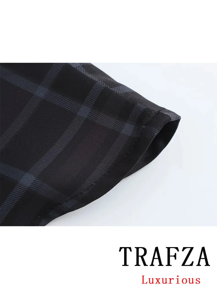 TRAFZA Vintage Casual Chic Women Skirt Plaid Zipper Long A-Line Skirt New Fashion 2024 Autumn Winter Holiday Female Long Skirt