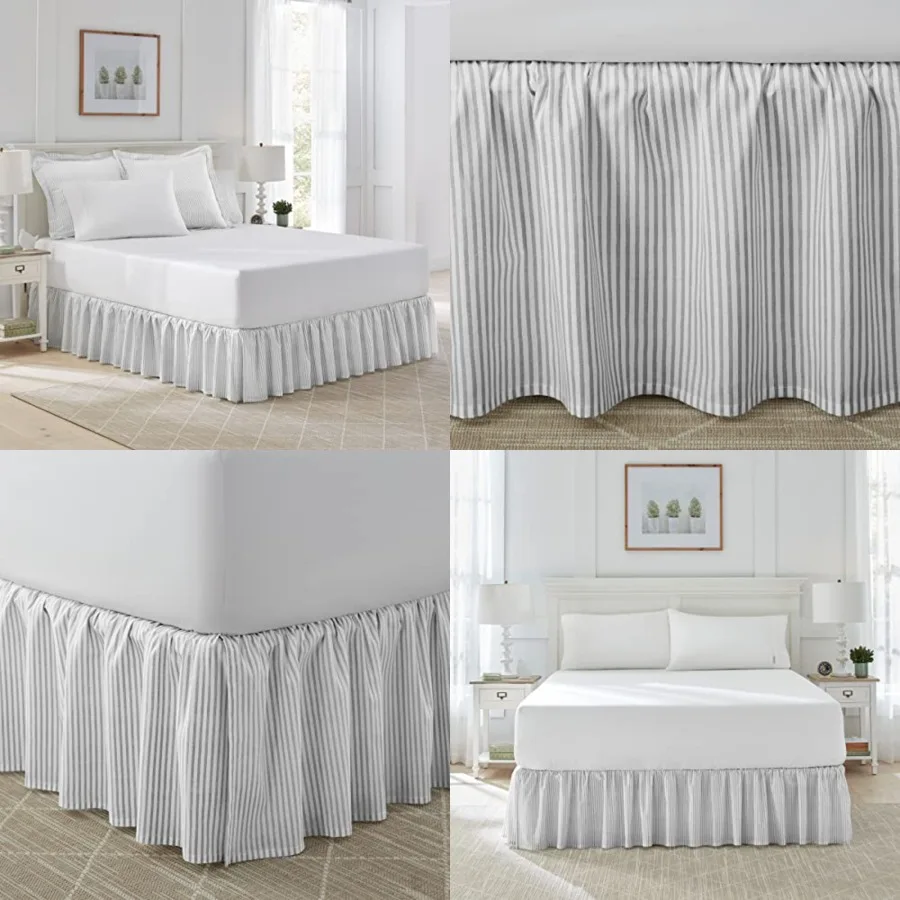 

Home - Cotton Ruffled Bedskirt, Lightweight and Classic Style Tic Stripe