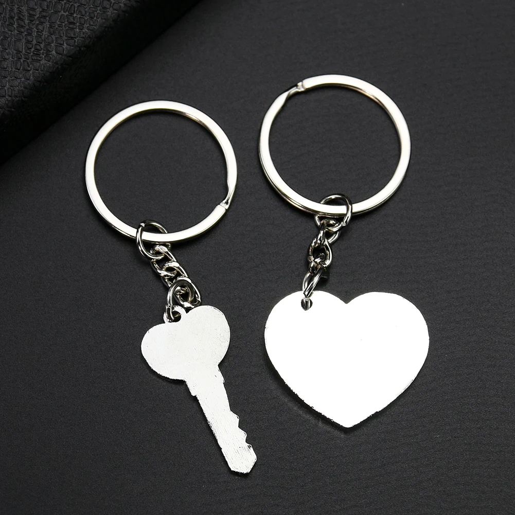 2pcs Silver Color Love Lock Jigsaw Module Keychain Love Accessories Backpack Pendant Charms  Couple Jewelry Valentine's Day Gift
