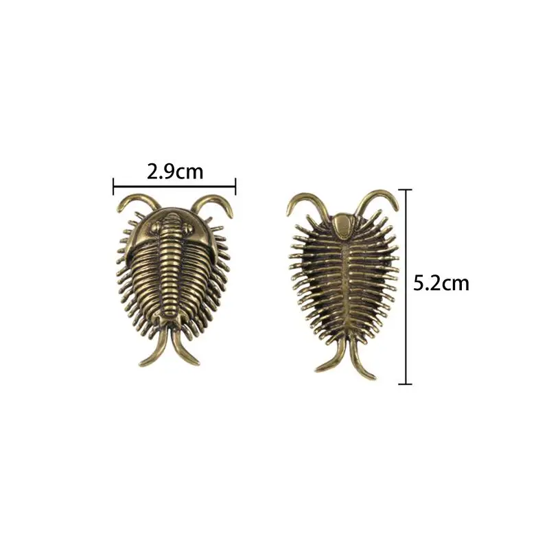 1/2Pcs Small Figurine Tea Pets Home Office Ornaments Souvenir Gift Cambrian Trilobite Brass Desk Decoration Retro Insect