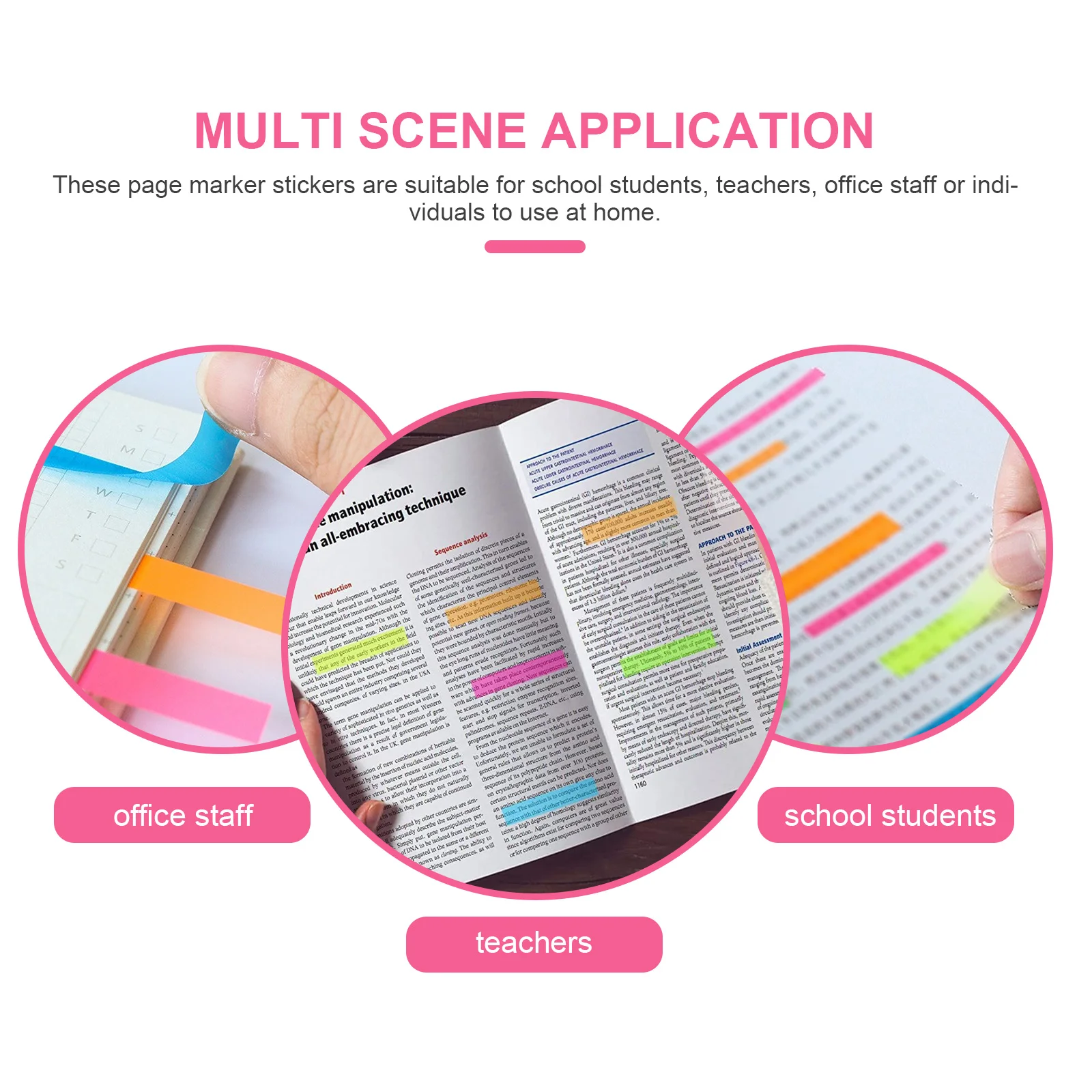 

1200pcs Portable Writable Page Marker Stickers Bright Colored Sticky Tabs For Books Notepads Offices Schools Book Annotation