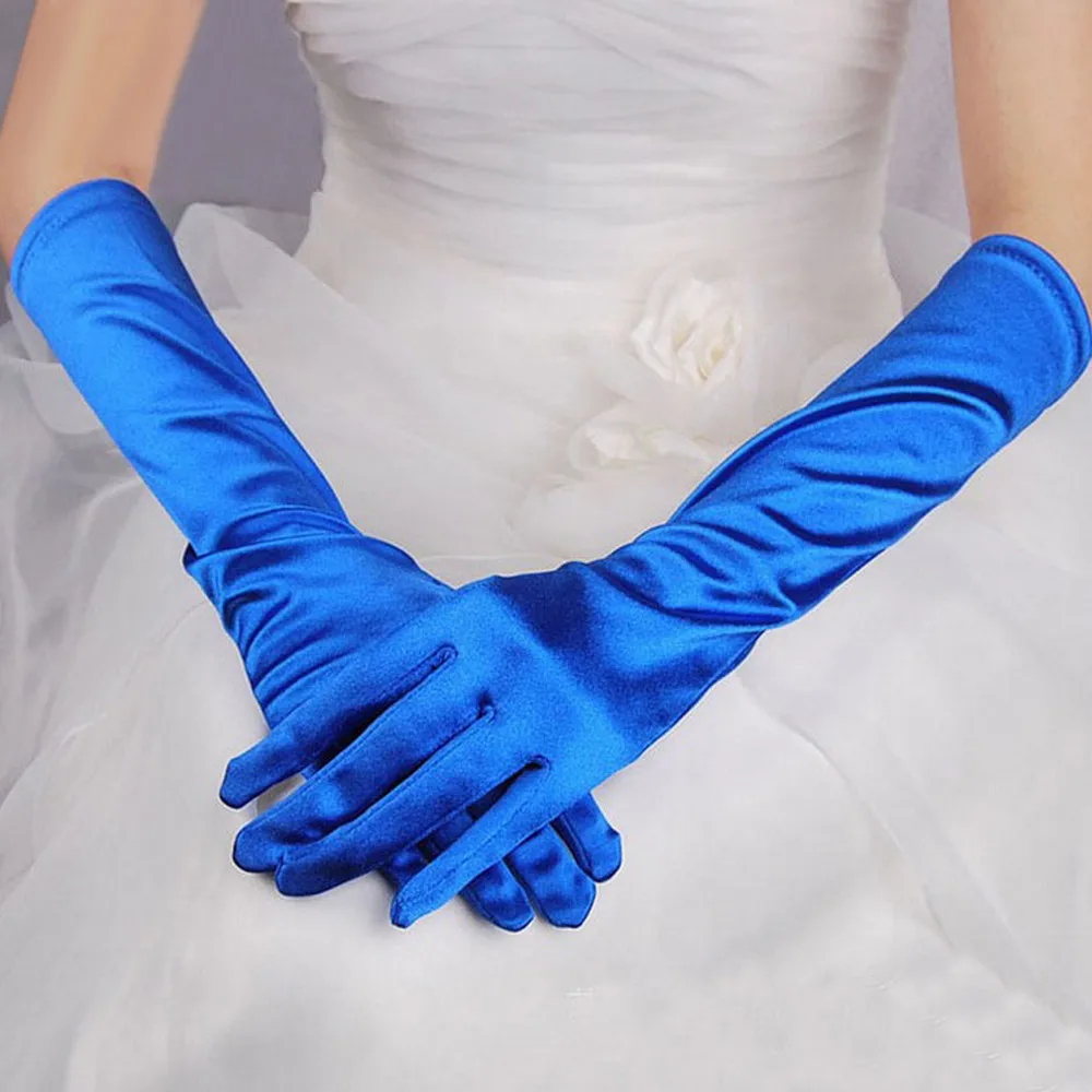 Full Finger Long Bride Cheap Wedding Accessories Bridal Elbow Gloves Red Ladies Satin Finger Long Gloves Elegant Party Gloves