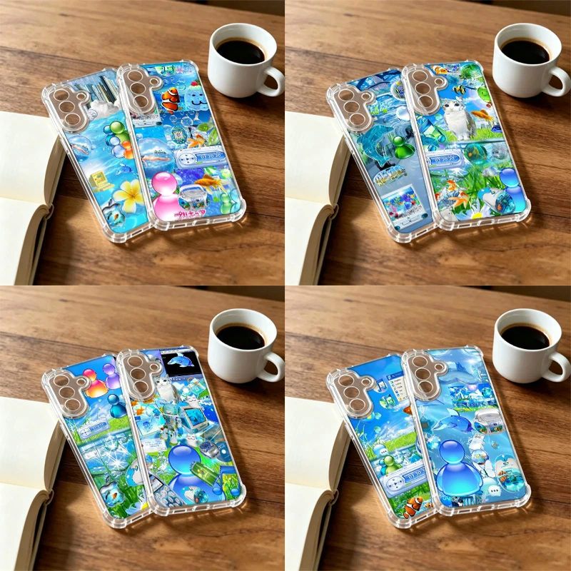 Frutiger Aero Aqua Nostalgia Phone Case For Samsung A57 A37 A27 A17 A16 A26 A36 A56 A55 A35 A25 A15 Galaxy A05S A06 A07 A50 A51