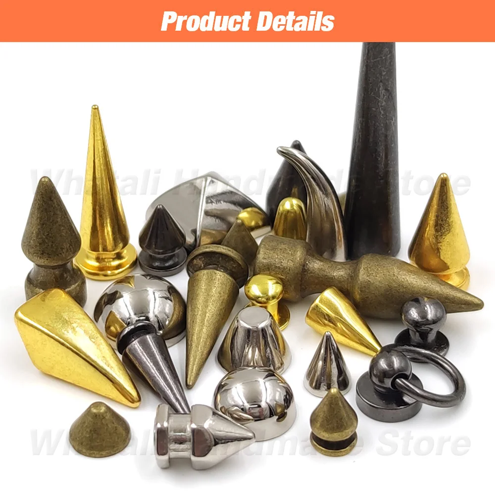 Bullet Spikes Rivets For Leather Punk Studs and Punk Cool Spikes For Clothes Thorns Patch DIY Crafts Leather 5pcs-50pcs/Sets