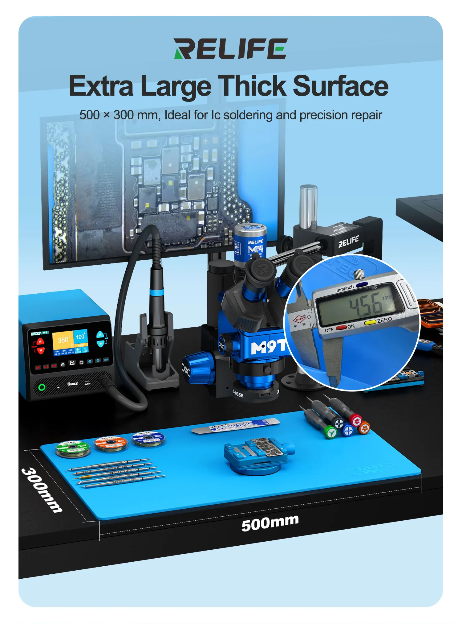 RELIFE RL-004DS 300x500mm Large Silicone Repair Mat (500°C Heat Resistant) – Suitable for Repair and Soldering Work