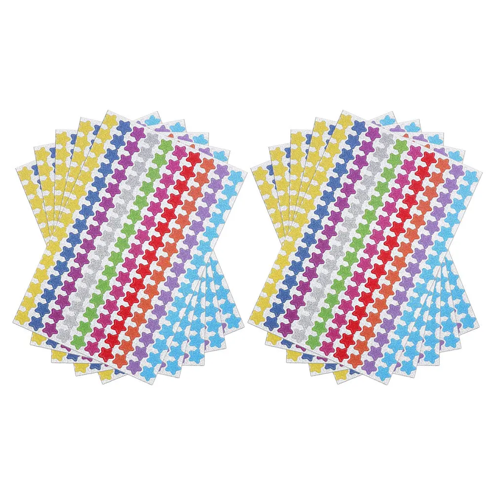 

10 Sheets Glitter Five- Stickers Reward Stars for Students Classroom Use Kids Small Stickers Bulk Package