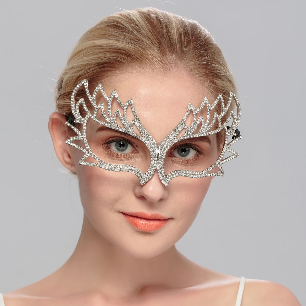 Fashion Luxury Rhinestone Eye Mask Elasticity Headbands Bridal Wedding Jewelry Costume Party Decoration Headdresses For Ladies image 2