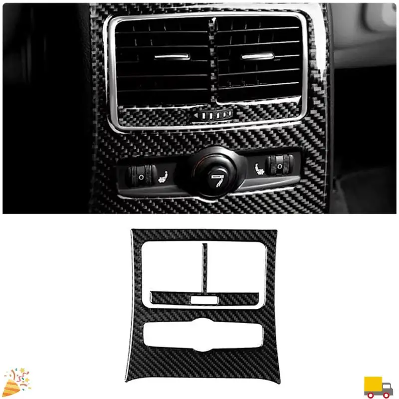 For A6 4F C6 2005-2011 Carbon Fiber Rear Air Conditioning Outlet Valve Sticker AC Cover Frame Trim Car Accessories
