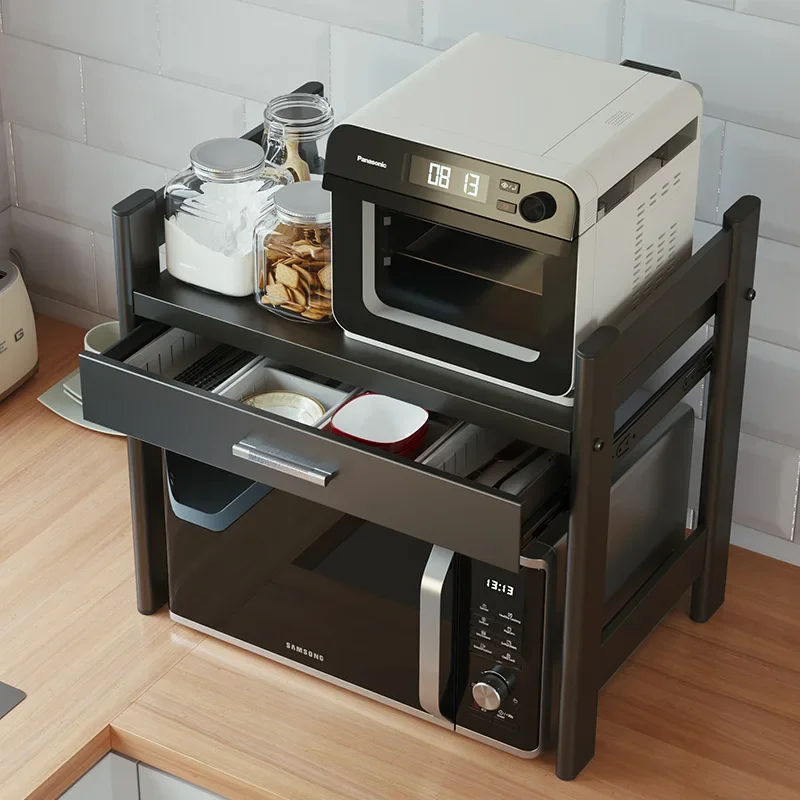

for Kitchen Countertop Adjustable Multi-layer Microwave Oven Rack Drawer Cutlery Storage Box Oven Rice Cooker Large Capacit