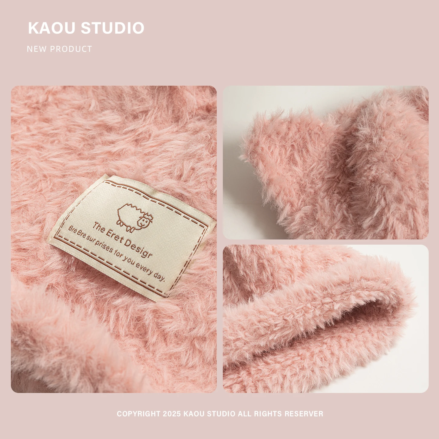 Cute Ear Plush Hat Winter Warm Ear Protection Pullover Hat Sweet Versatile Face Slimming Knitted Hat