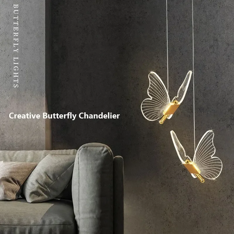 nordic butterfly pendant lamp postmodern light lustre chandelier fit for bedroom bedside bar dinning room living backdrop home decors 01