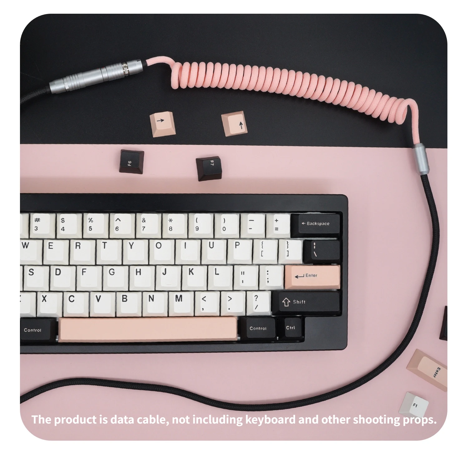 GeekCable Customized Mechanical Keyboard Data Cable GMK Theme SP Key Cap Cable Olivia pink black 0.95M/1.5M