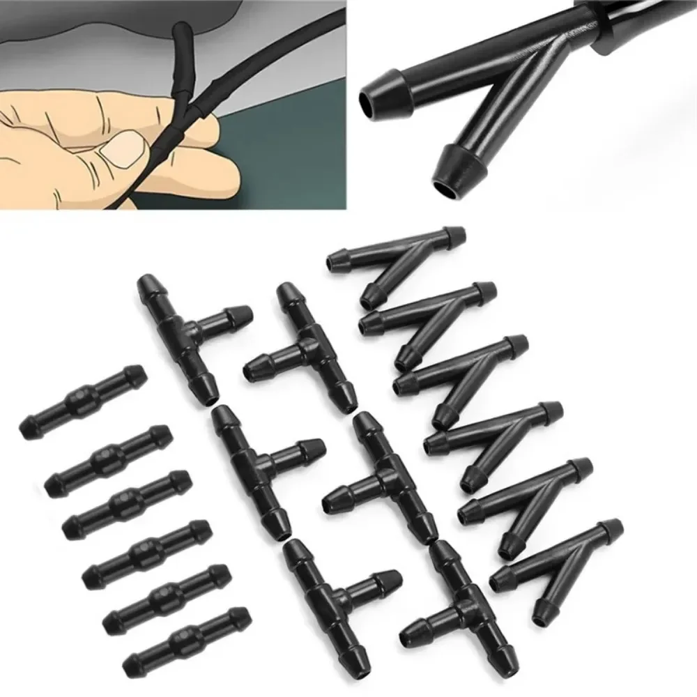 

18 шт., соединительная труба омывателя ветрового стекла, I T, прямой, 3-ходовой, Y-образный, для воздуха, топлива, воды, бензина, насадка для омывателя, шланг