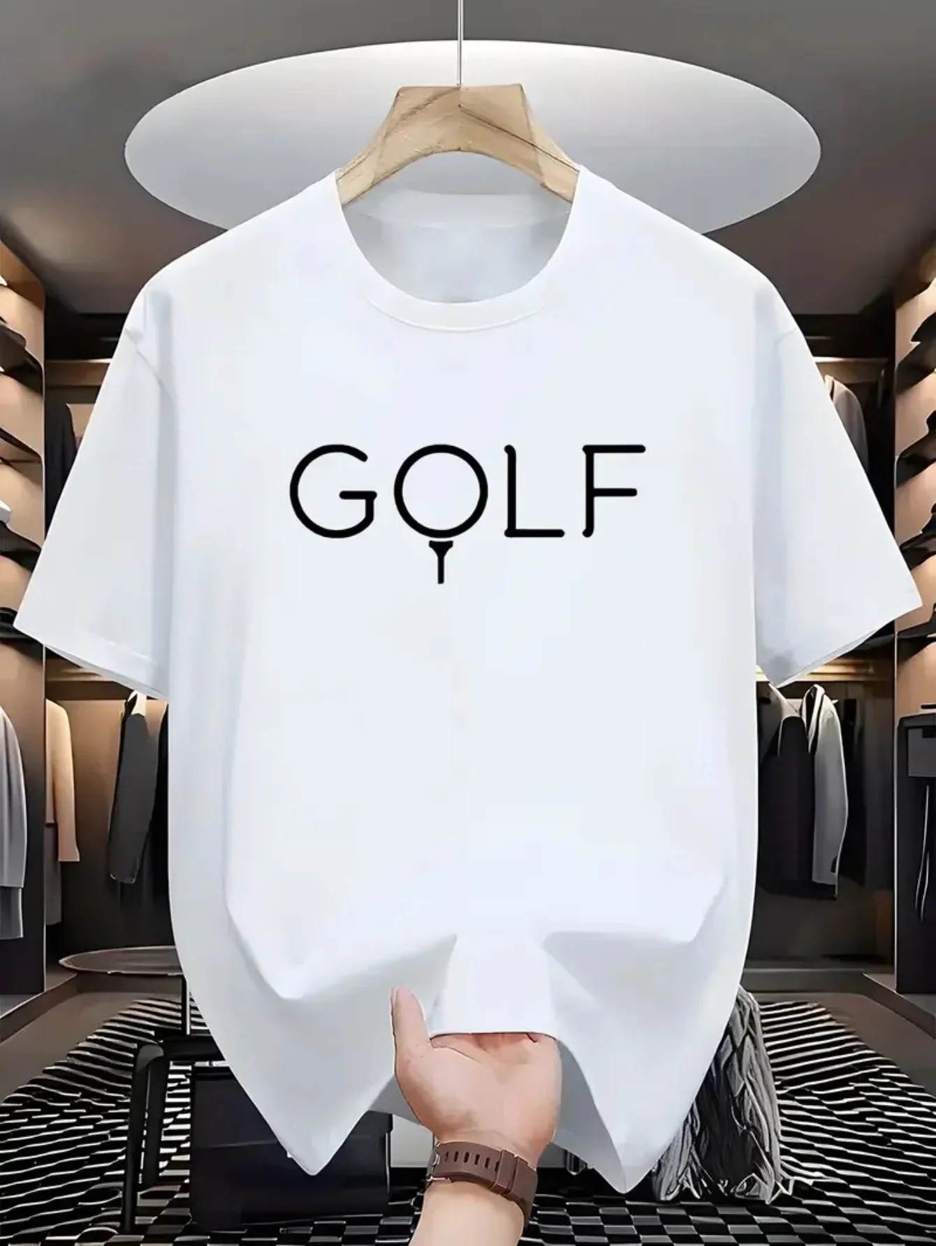 تي شيرت رجالي كاجوال بأكمام قصيرة من القطن قابل للتنفس من Golf Graphic تي شيرت صيفي يومي ملابس الشارع #1