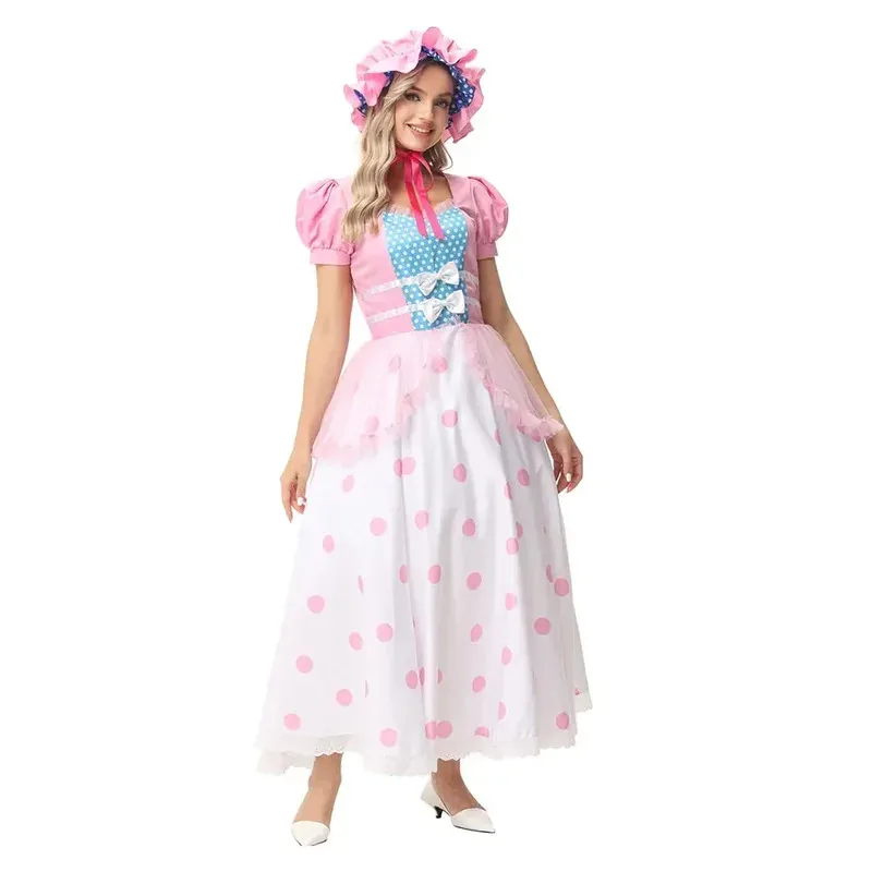 

25COSBo Peep Cosplay Costume for Women Girls Dress Hat Outfits Halloween Carnival Party Costume